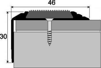 Schodová hrana A 38 v eloxu s gumovým nášlapem (šrubovací) 2,7m