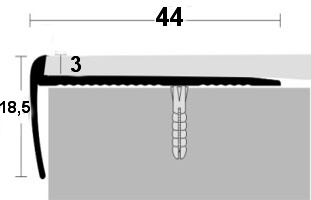 Schodový profil AC26 v eloxu (šrubovací) 2,7m