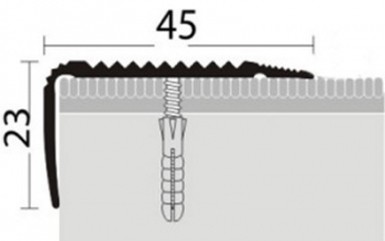 Schodový profil 45x23mm šroubovací v eloxu délka 2,7m