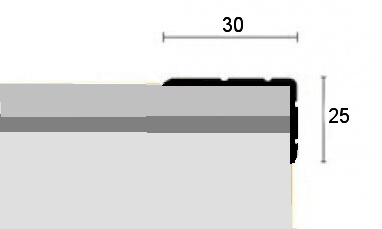 Schodová hrana 30 x 25 mm v eloxu (samolepící) 2,5m