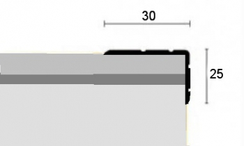 Schodová hrana 30x25 mm samolepící v eloxu délka 2,5m