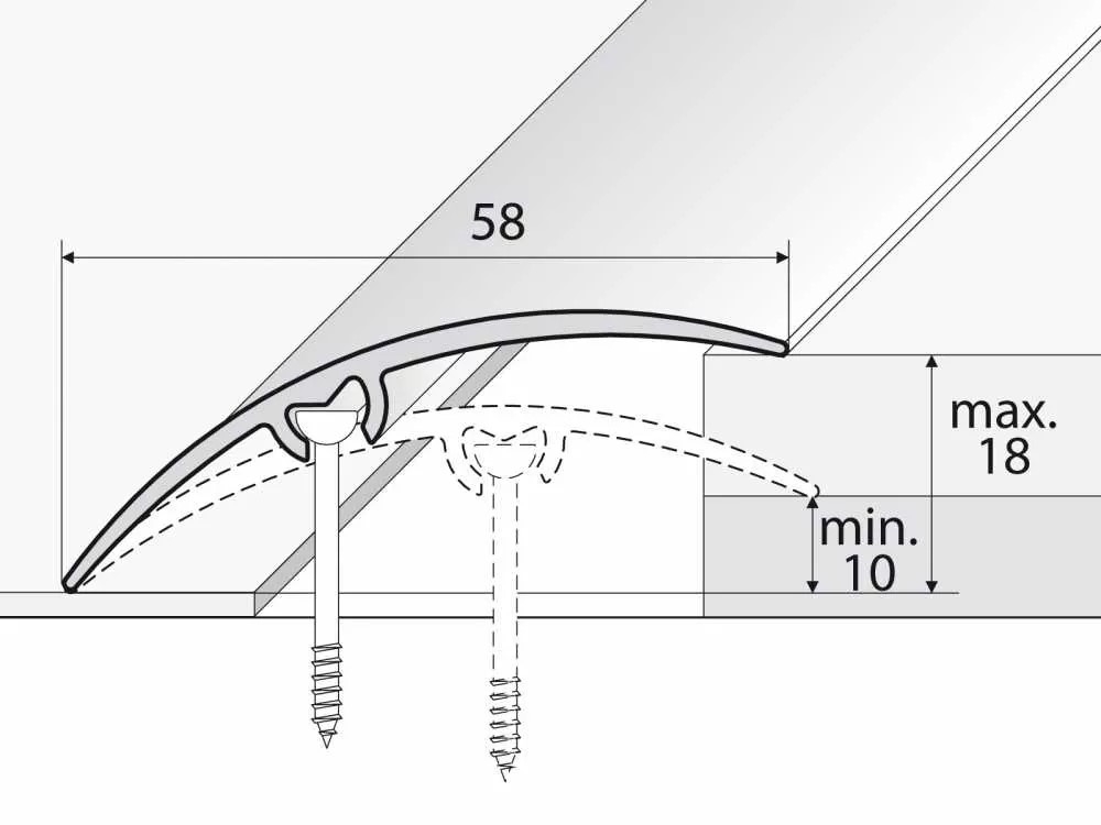 Přechodová lišta A75 Univerzální 58mm v eloxu 2,7m