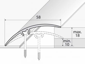Přechodová lišta A75 Univerzální 58mm v eloxu 2,7m